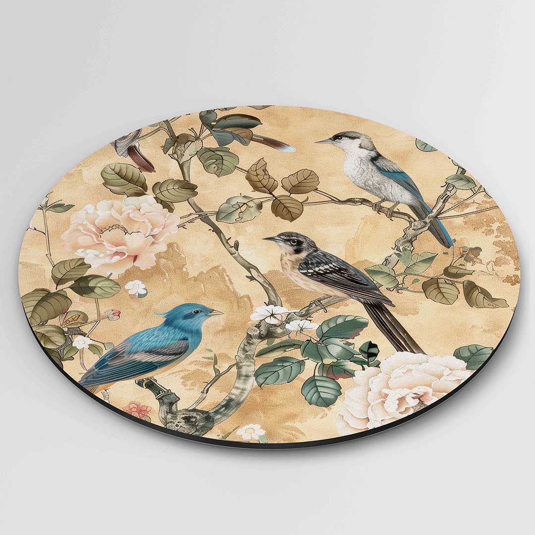 Vogels en bloemen Muurcirkel