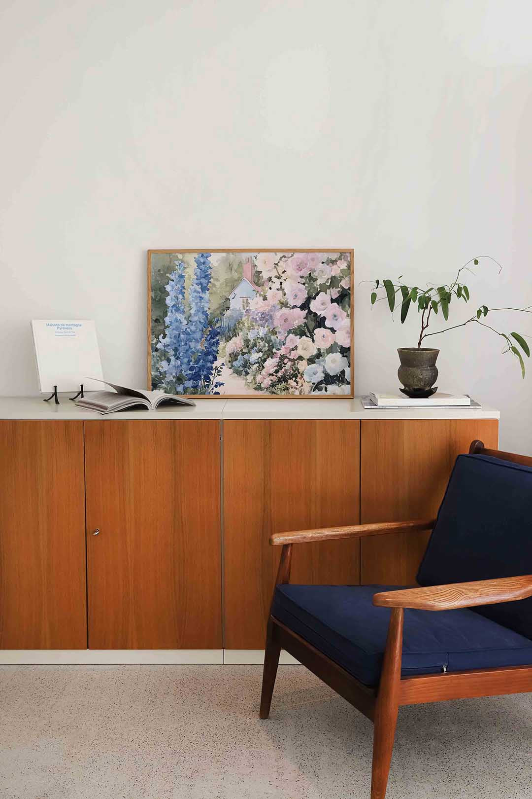 Bloementuin met huisje Poster