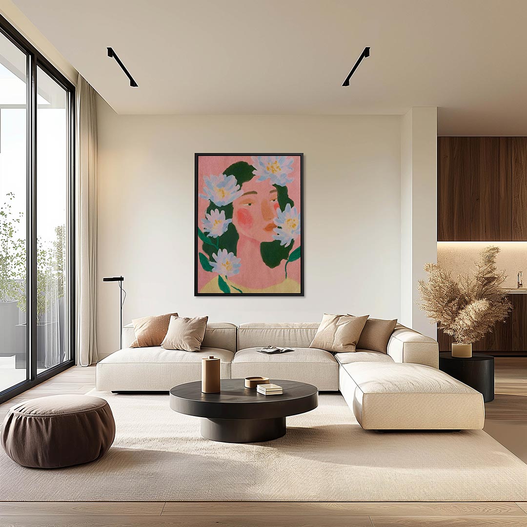 Dromerige bloemenportret Kunstwerk