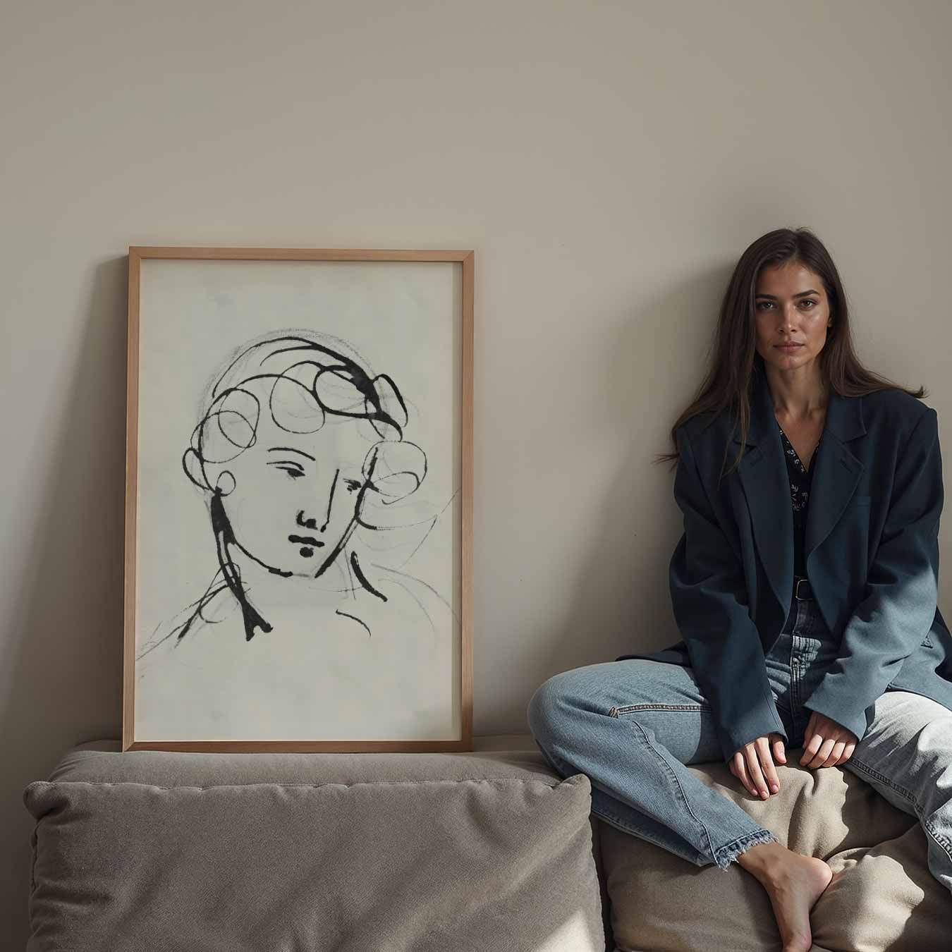 Elegante Lijntekening Vrouw Poster-WallArtistic