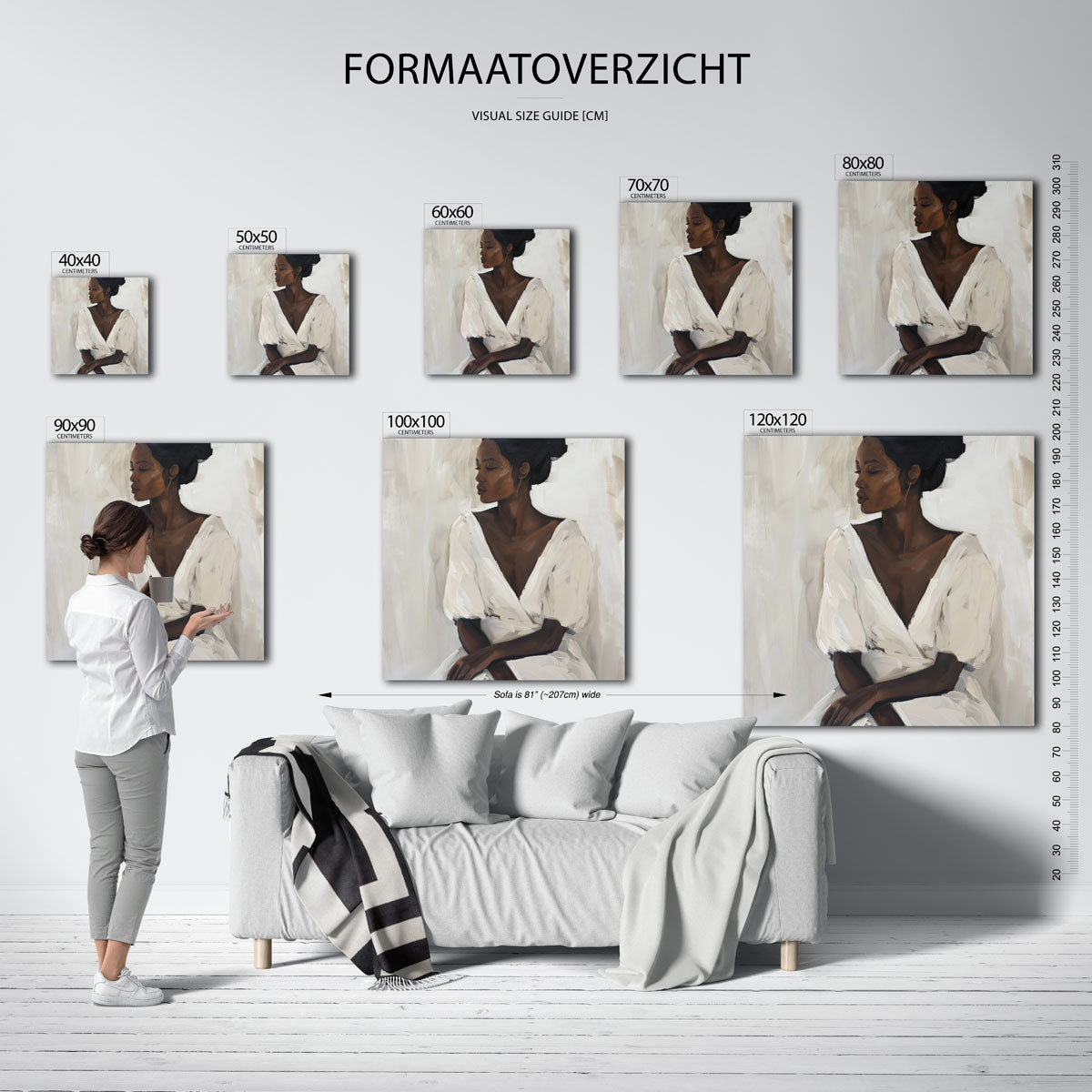 Vrouw in witte jurk Poster