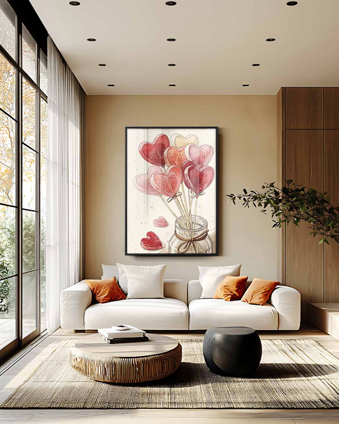 Hartvormige Snoeplollies in Pot Kunstwerk-canvas-dibond-plexiglas-wanddecoratie-WallArtistic