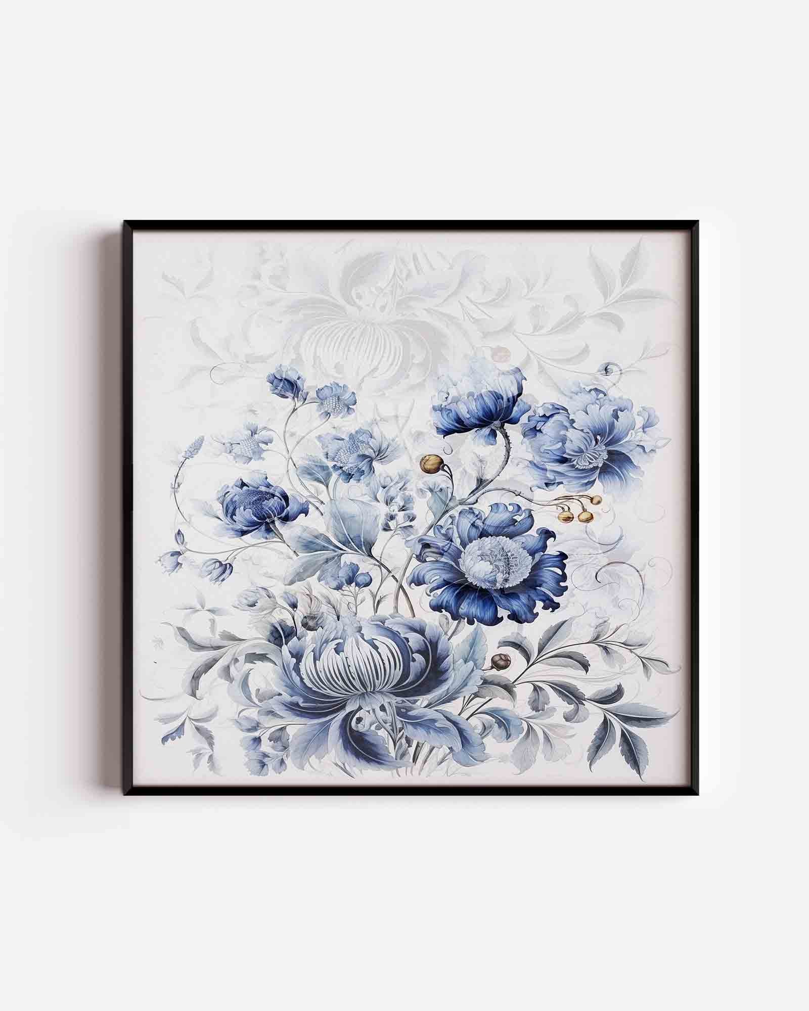 Blauwe bloemen Poster