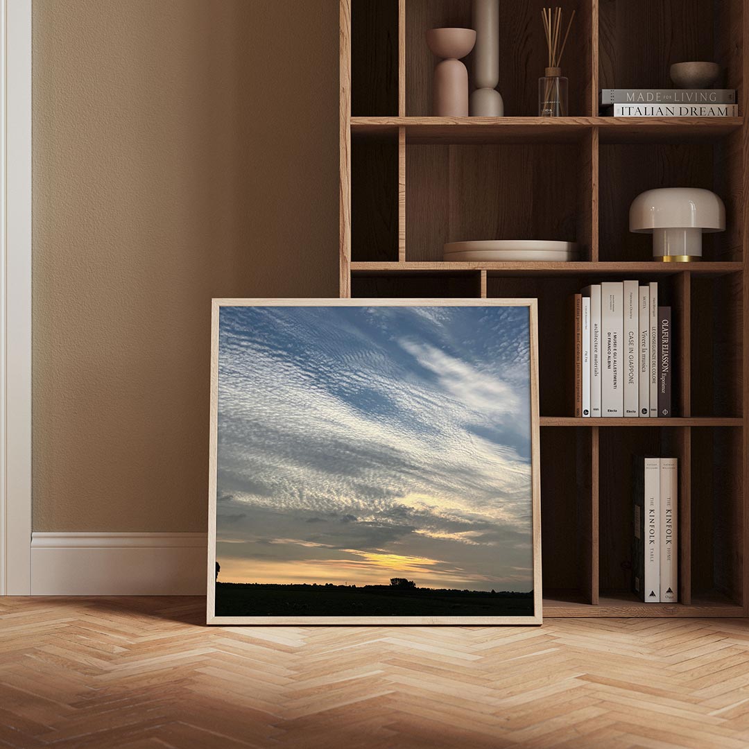 Luchtlandschap bij zonsondergang Poster