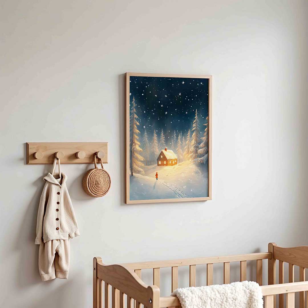 Winterlandschap met huis Poster