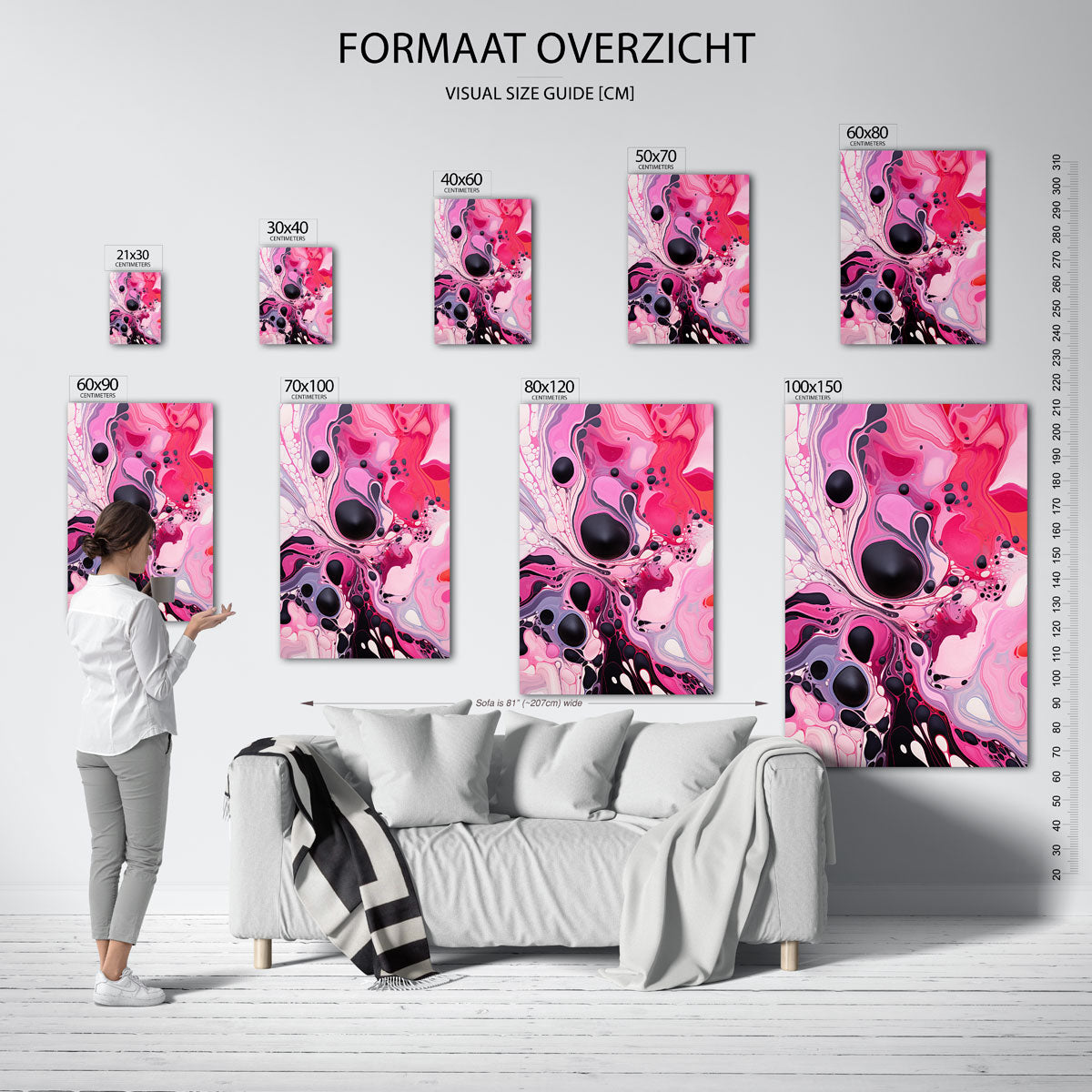 Abstracte roze en zwarte vormen Poster
