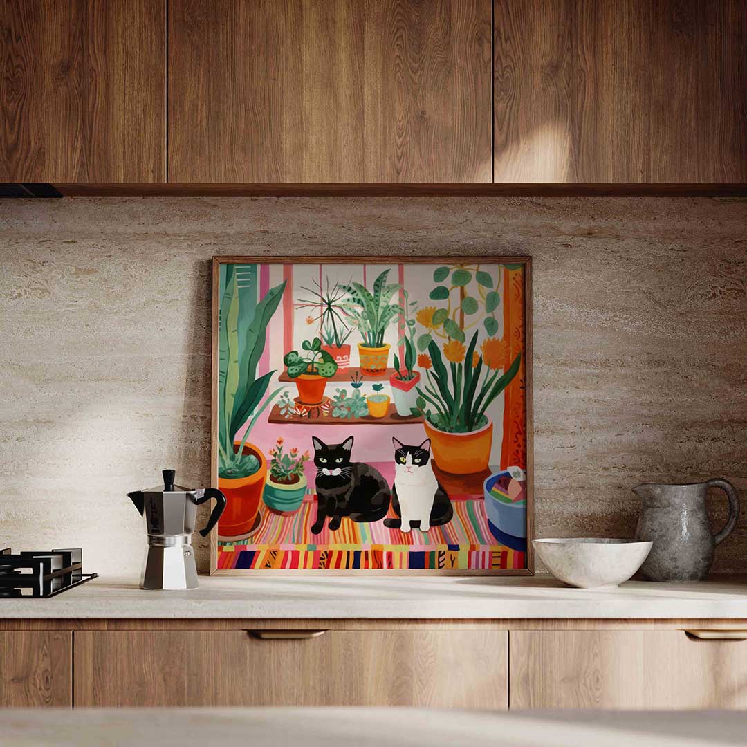 Katten en planten Poster