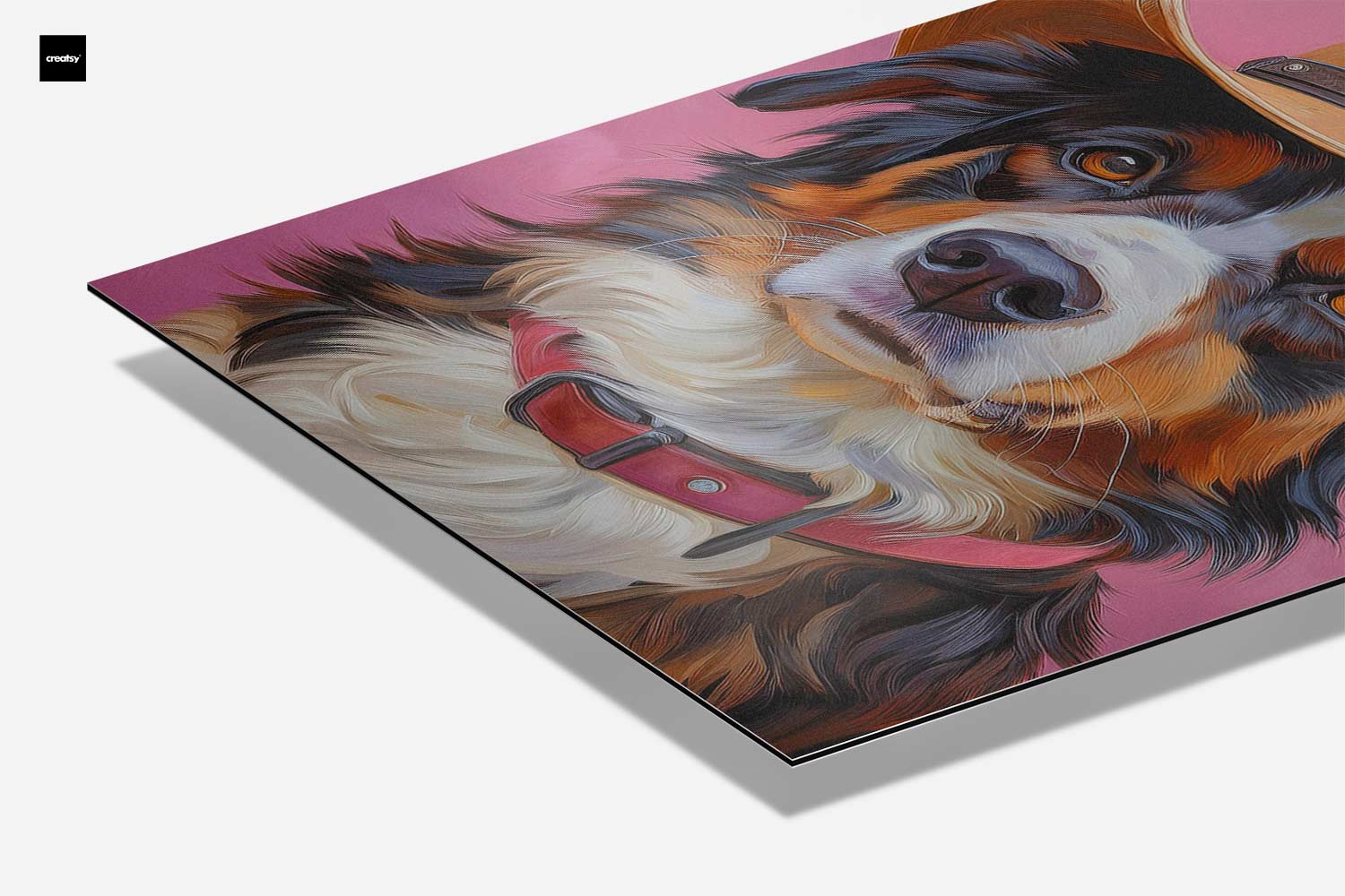 Tough Dog Cowboy auf pinkfarbenem Kunstwerk