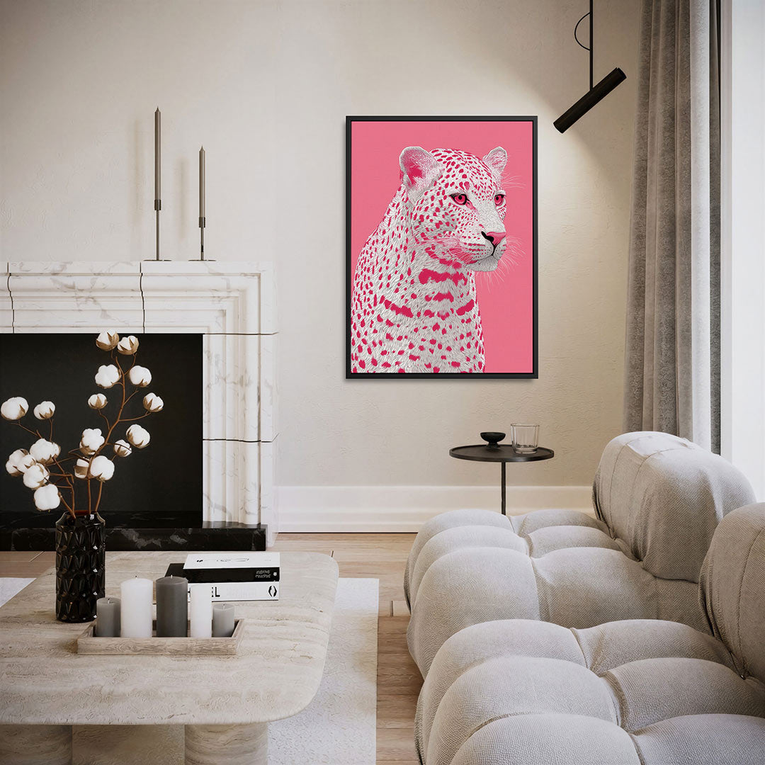 Roze luipaard portret Kunstwerk