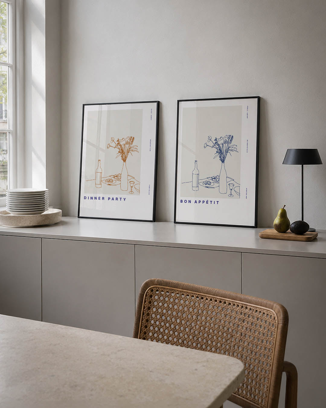 Eettafel lijnenspel Posterset
