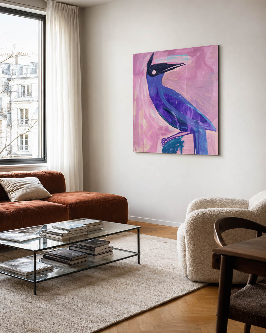 Vogelsilhouet in kleuren Kunstwerk