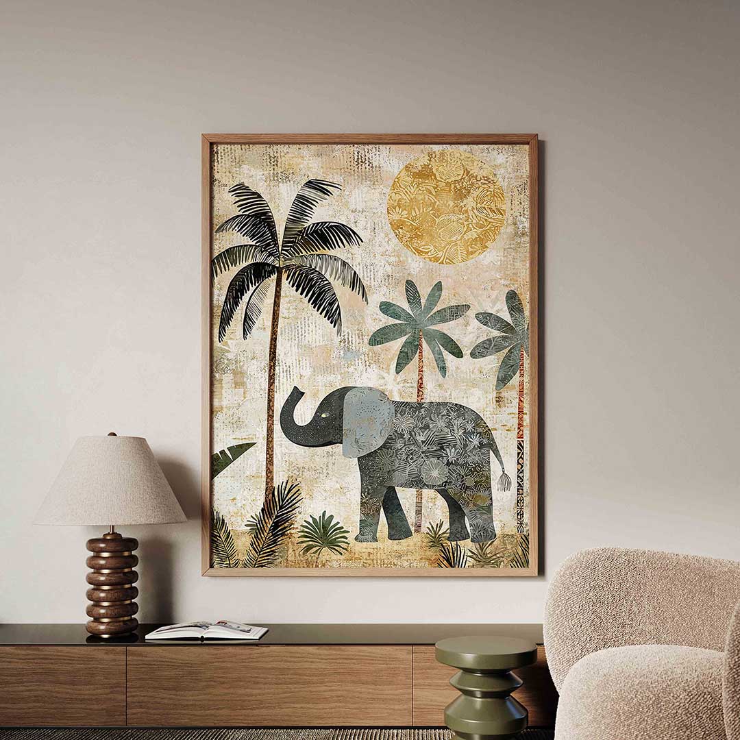 Olifant en palmbomen Poster