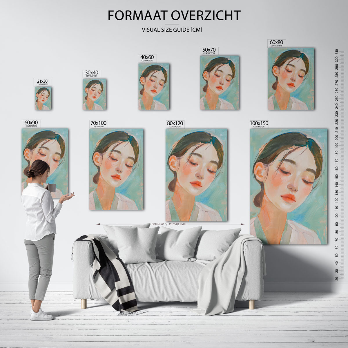Portret met gesloten ogen Poster