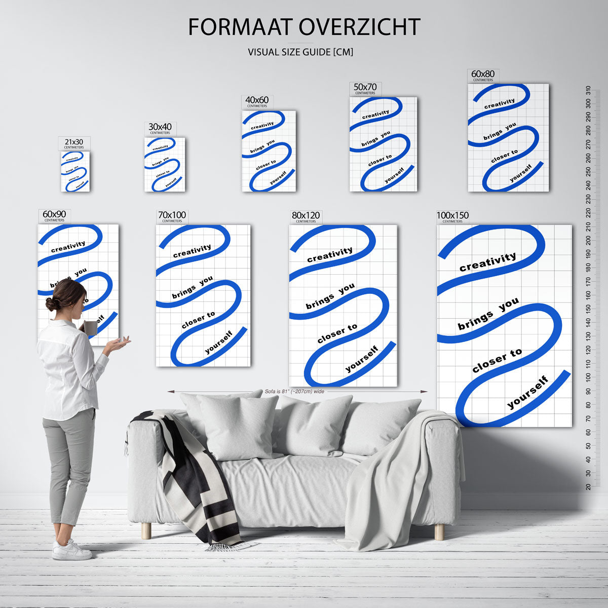 Creatieve blauwe lijn Poster