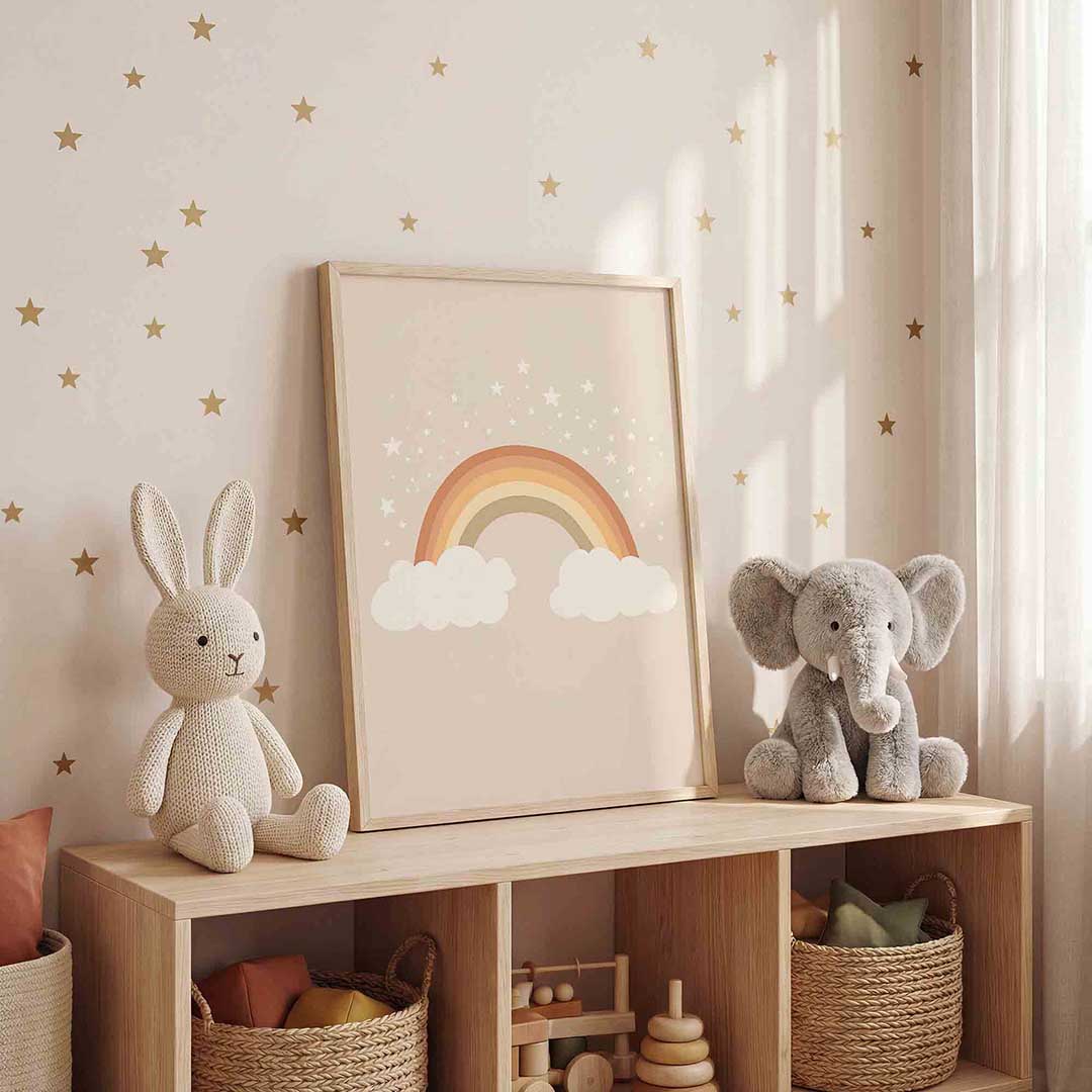 Regenboog en sterren Poster