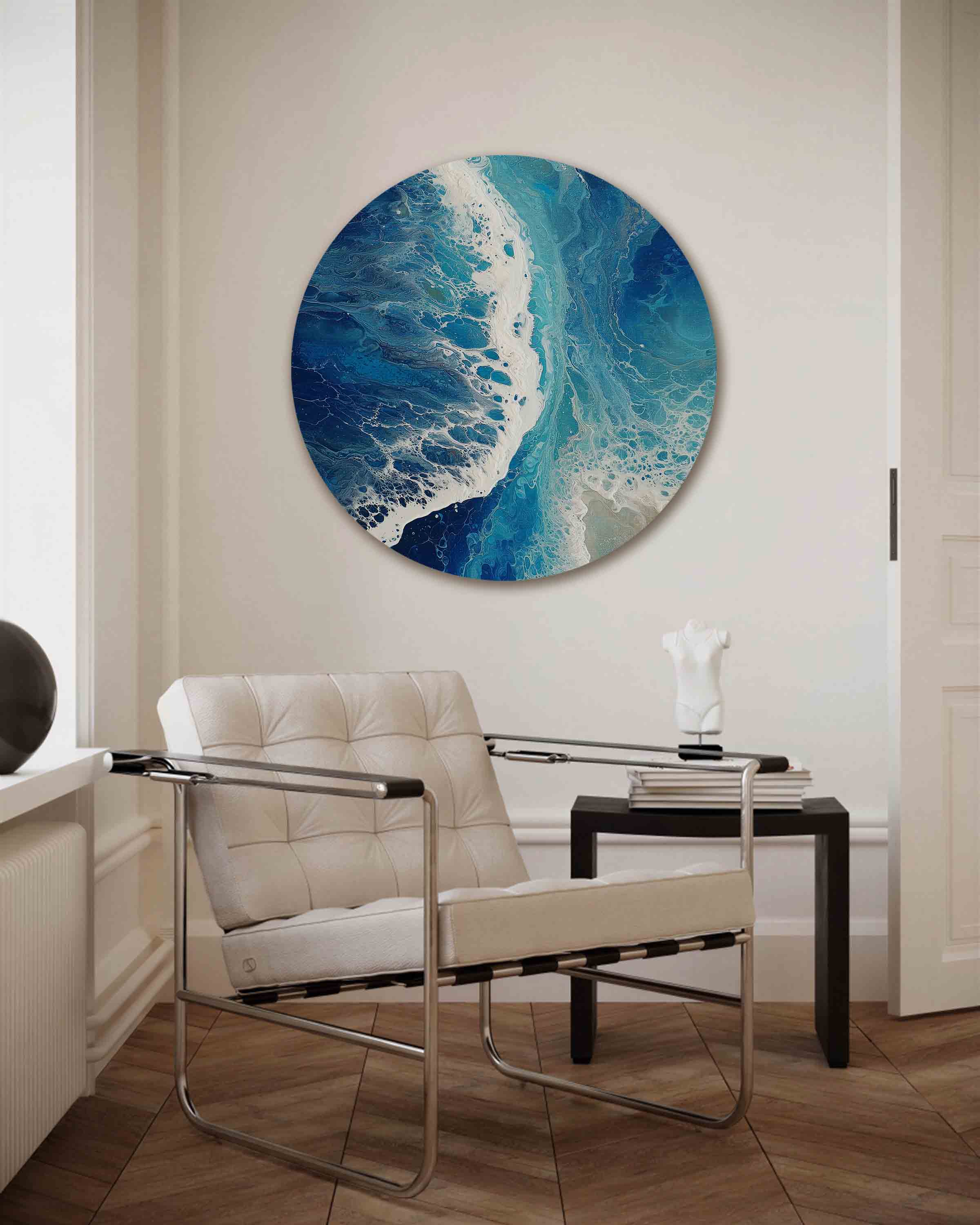 Blauwe golven Muurcirkel