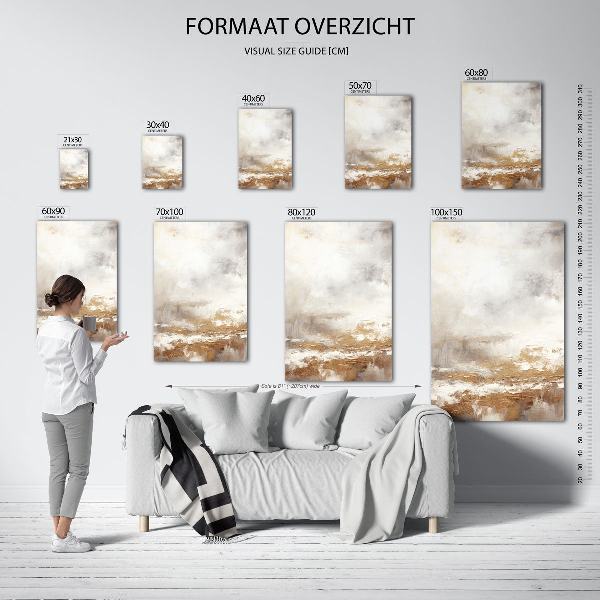 Abstracte beige en witte Poster