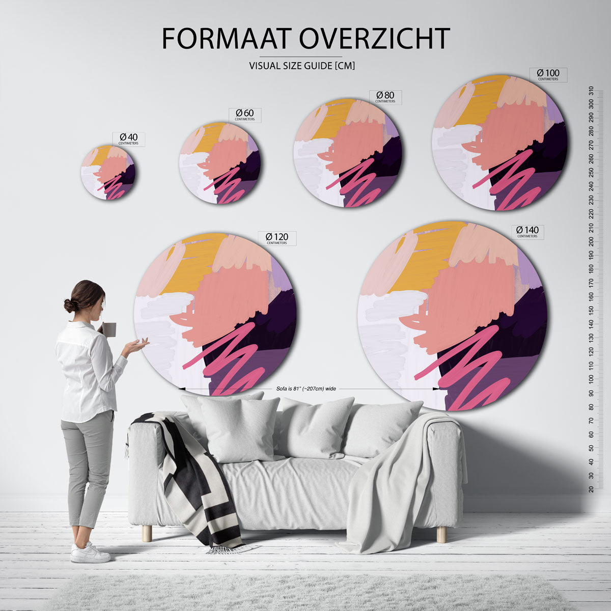 Abstracte penseelstreken Muurcirkel