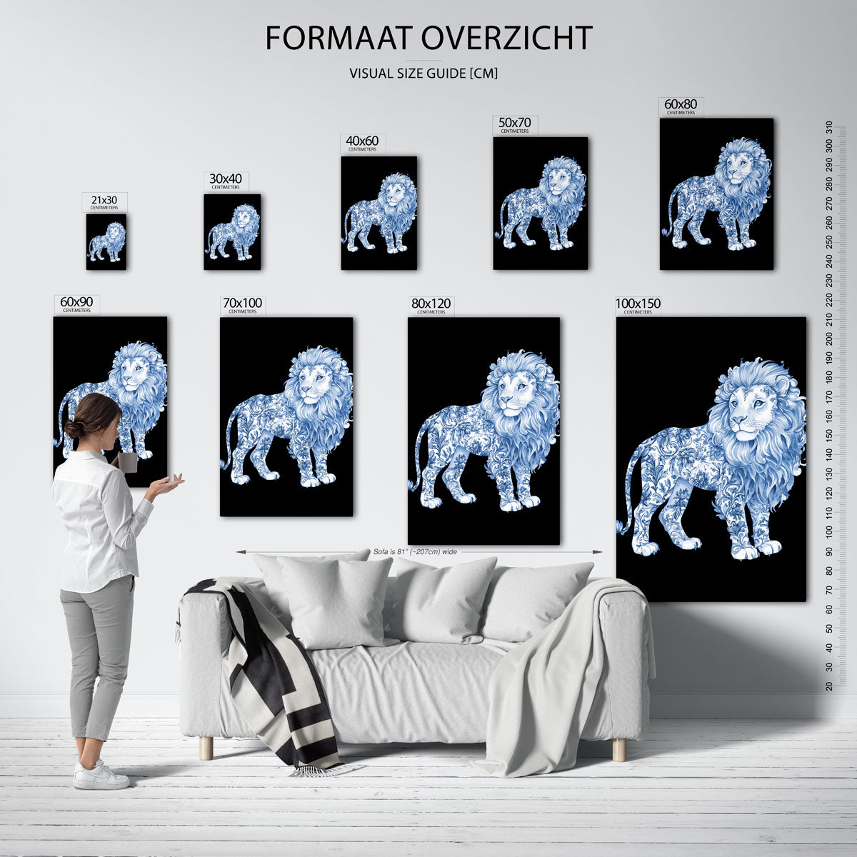 Leeuw met bloemen Poster