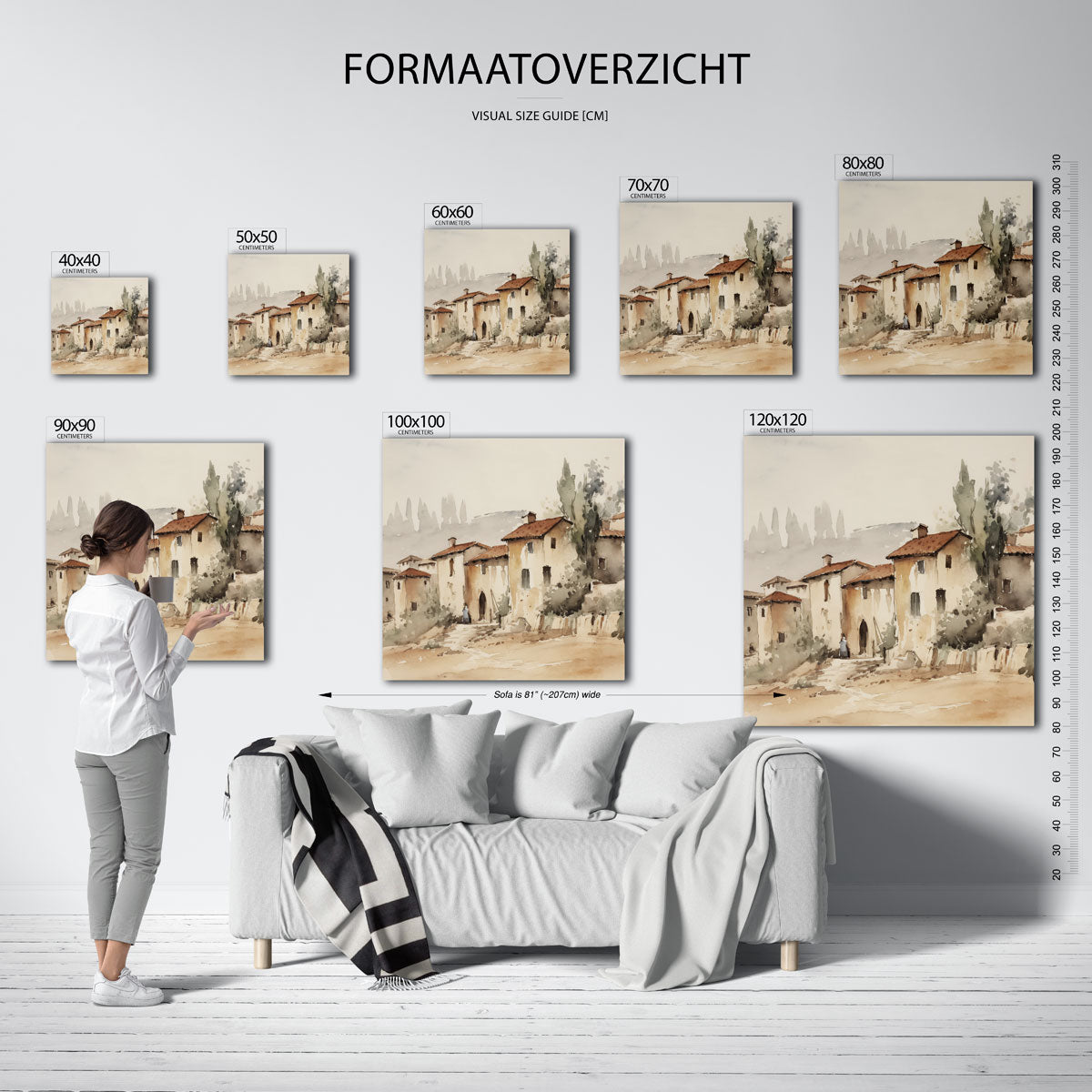 Landschap met huizen Poster