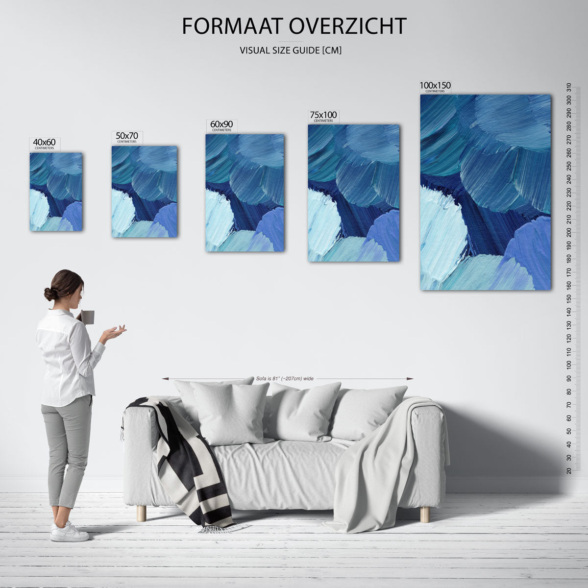 Dynamische blauwtinten Kunstwerk