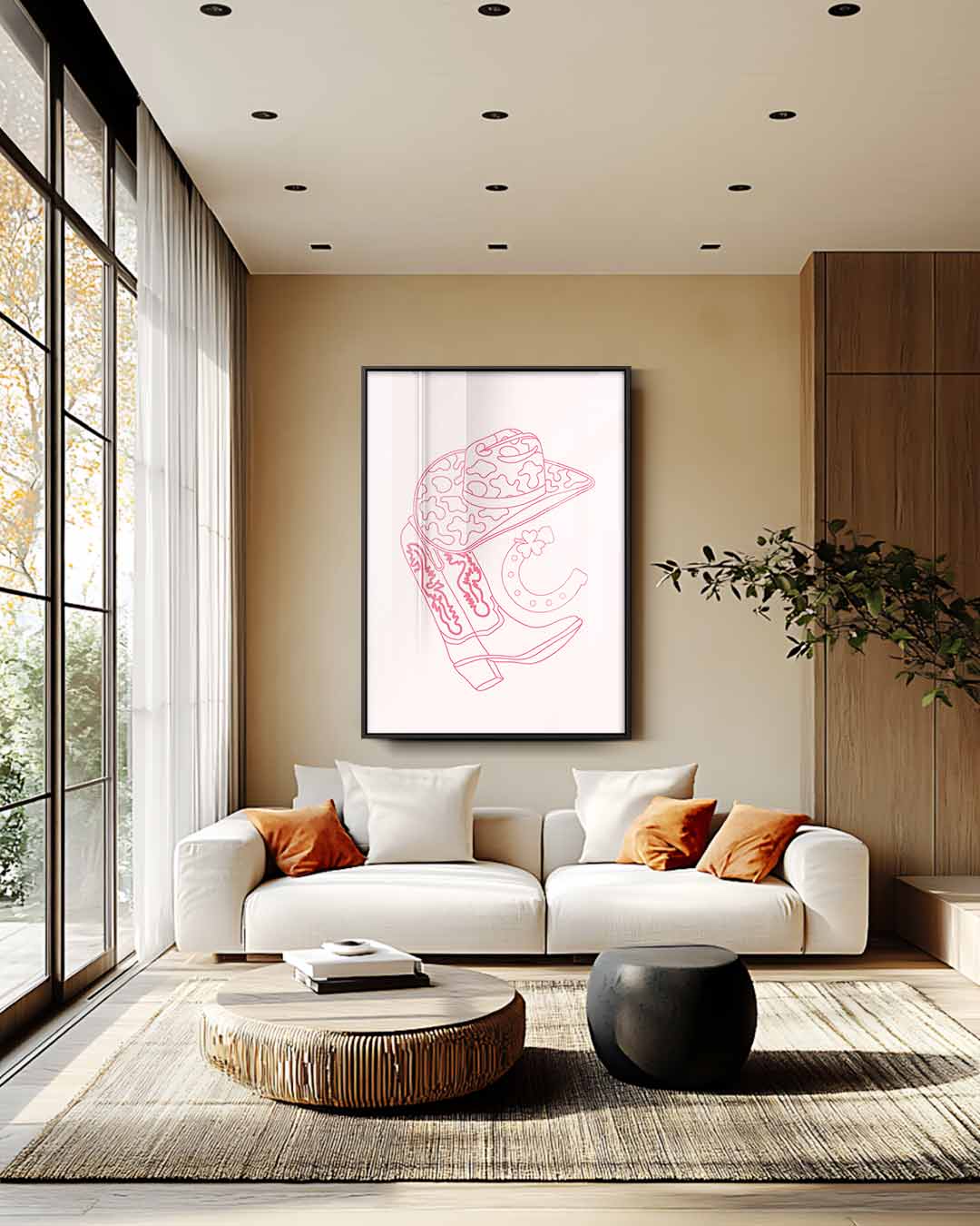 Cowboy Chic Illustratie Kunstwerk-canvas-dibond-plexiglas-wanddecoratie-WallArtistic