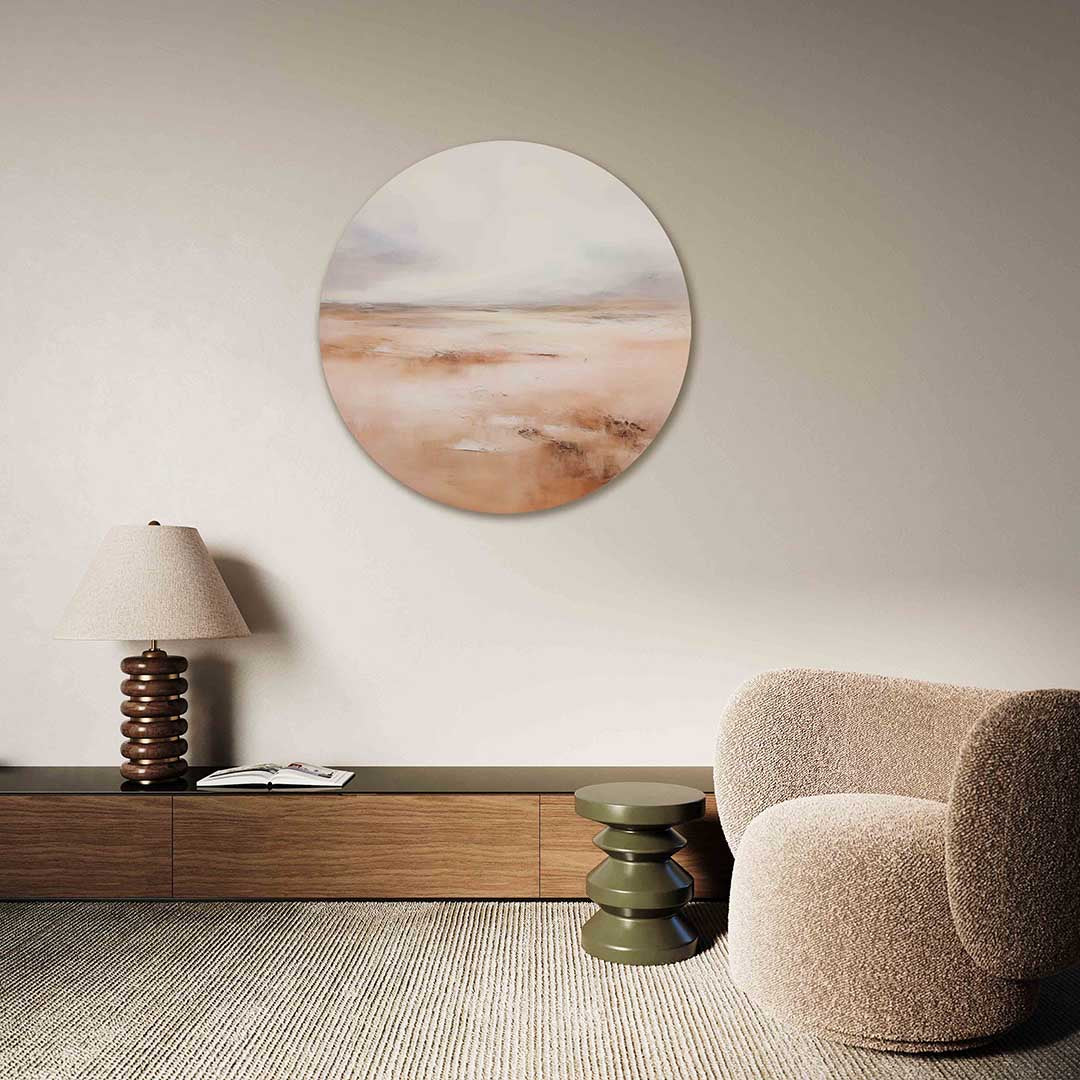 Landschap in beige Muurcirkel
