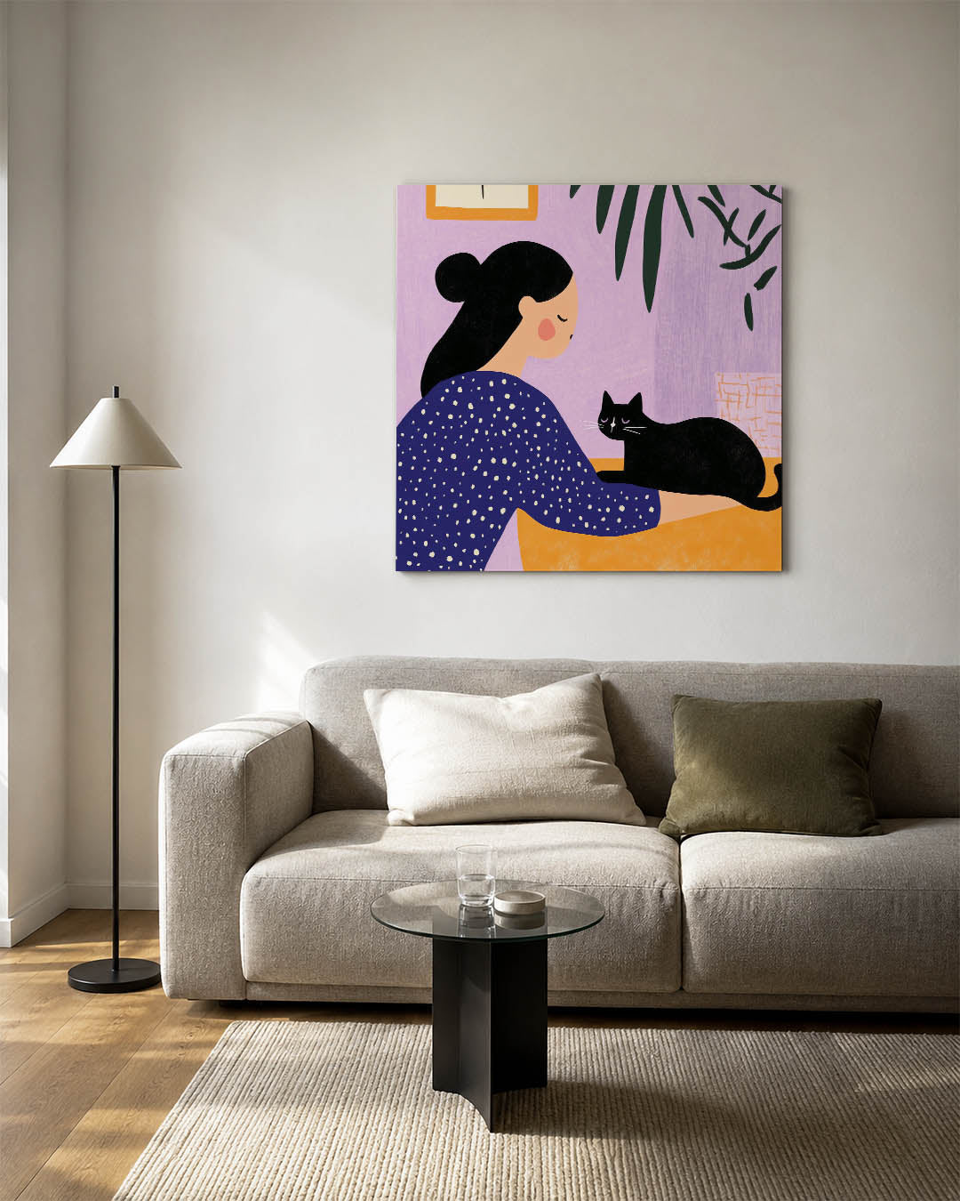 Vrouw met kat Kunstwerk