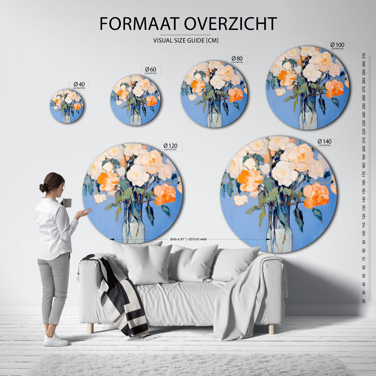 Bloemen in vaas Muurcirkel