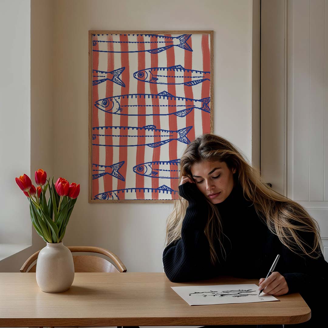 Vis en Strepen Kunstposter-WallArtistic