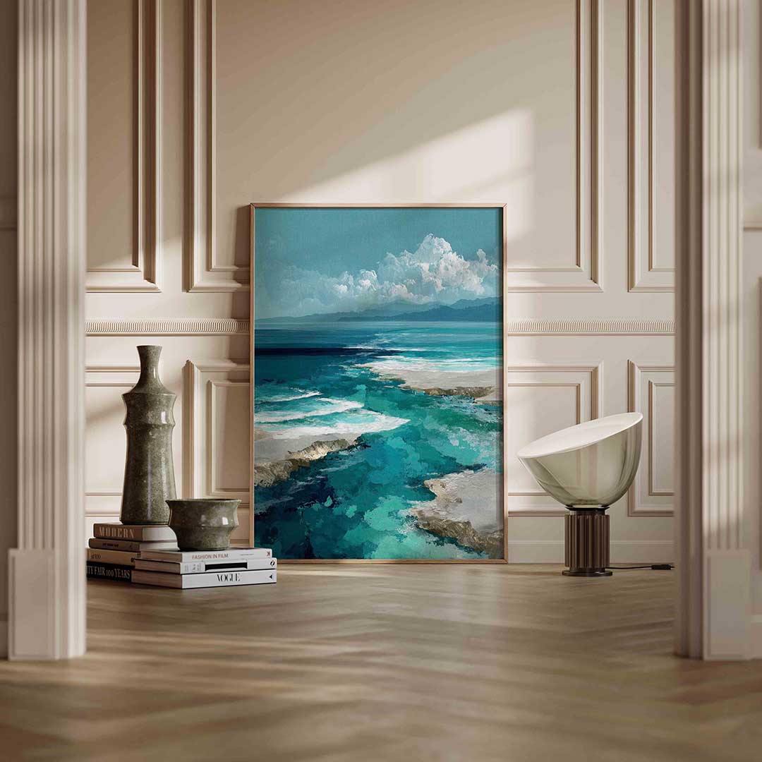 Blauwe oceaanlandschap Poster