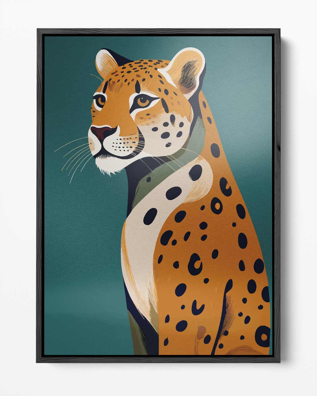 Majestätischer Leopard auf türkisfarbenem Hintergrund (Kunstwerk)