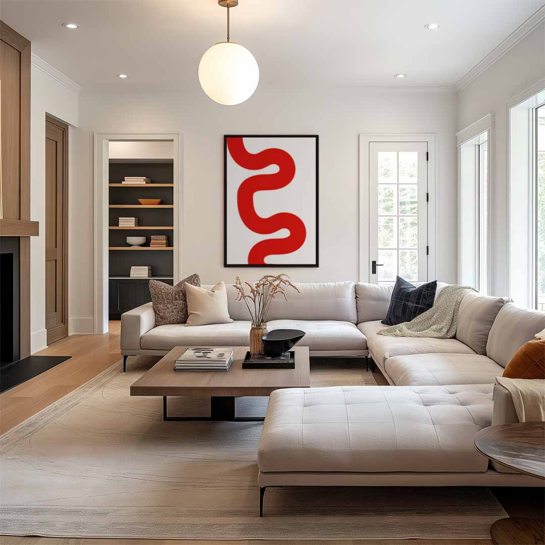 Speelse Rode Golf Kunstwerk-canvas-dibond-plexiglas-wanddecoratie-WallArtistic