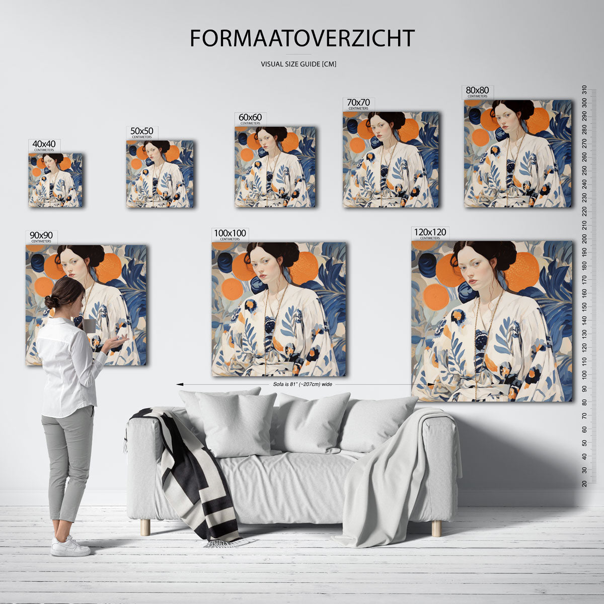 Vrouw met bloemenpatroon Poster