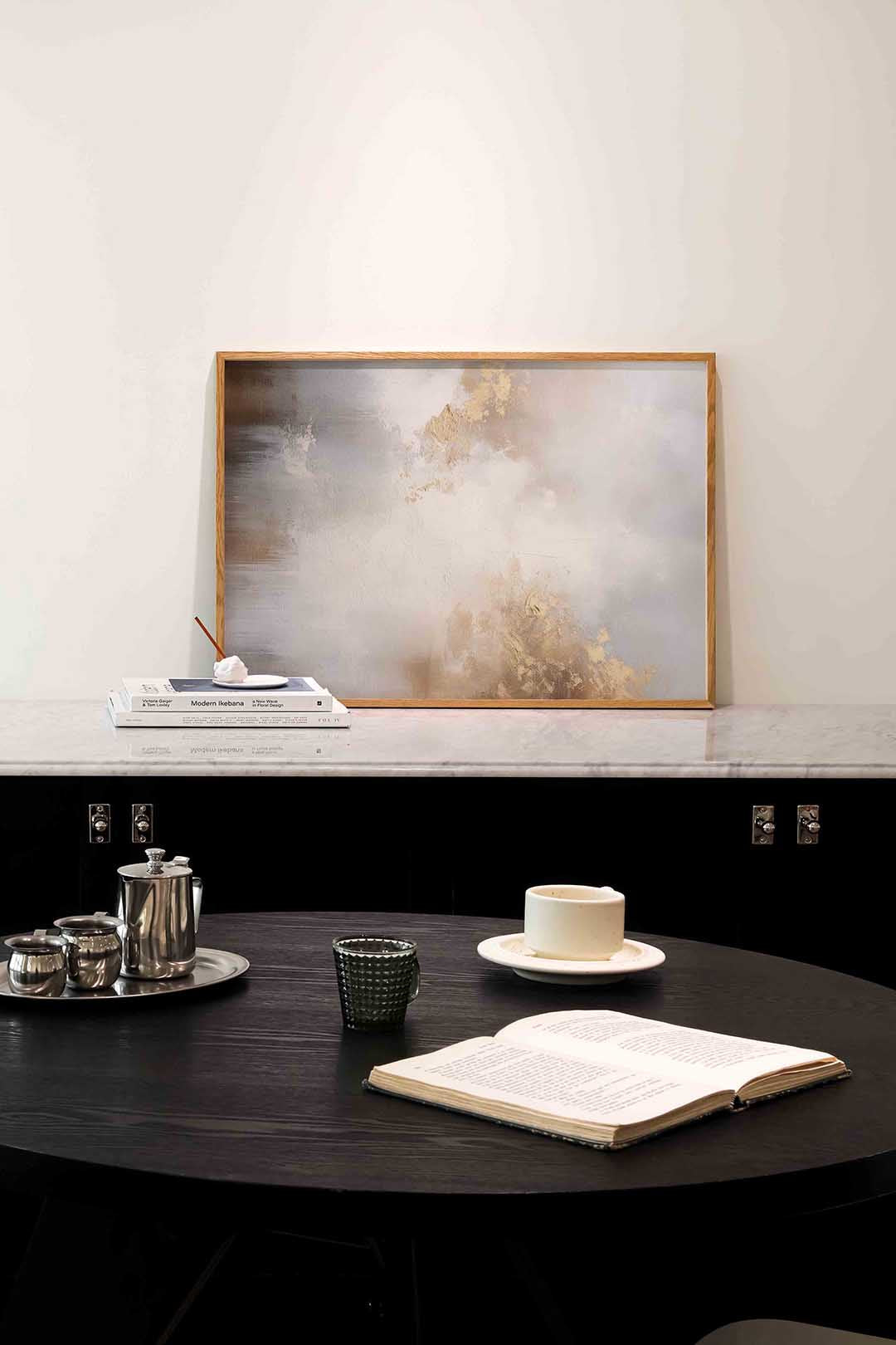 Abstracte beige en grijze Poster