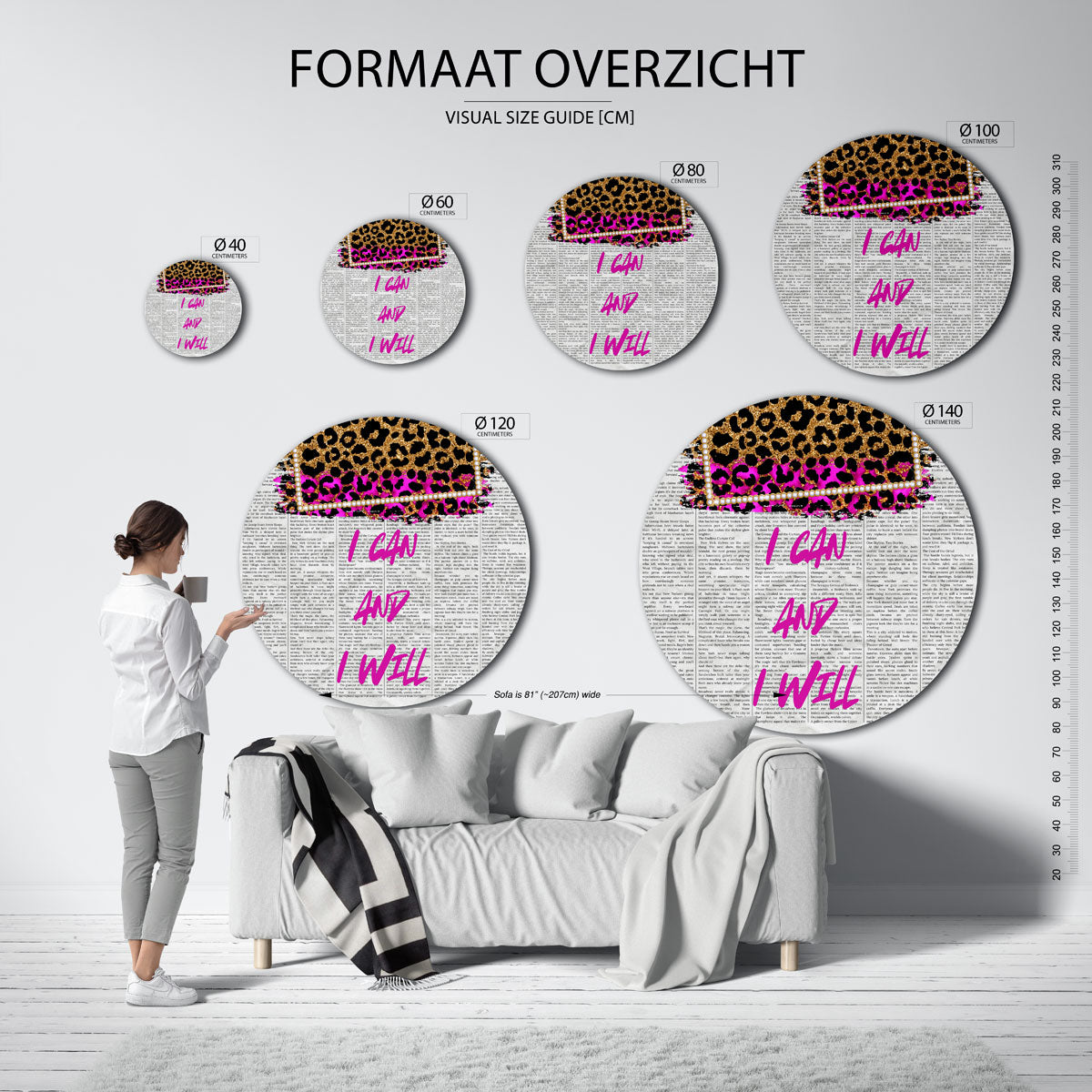 Luipaardprint en tekst Muurcirkel