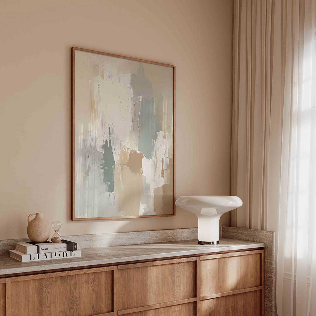 Abstracte beige en grijze Poster