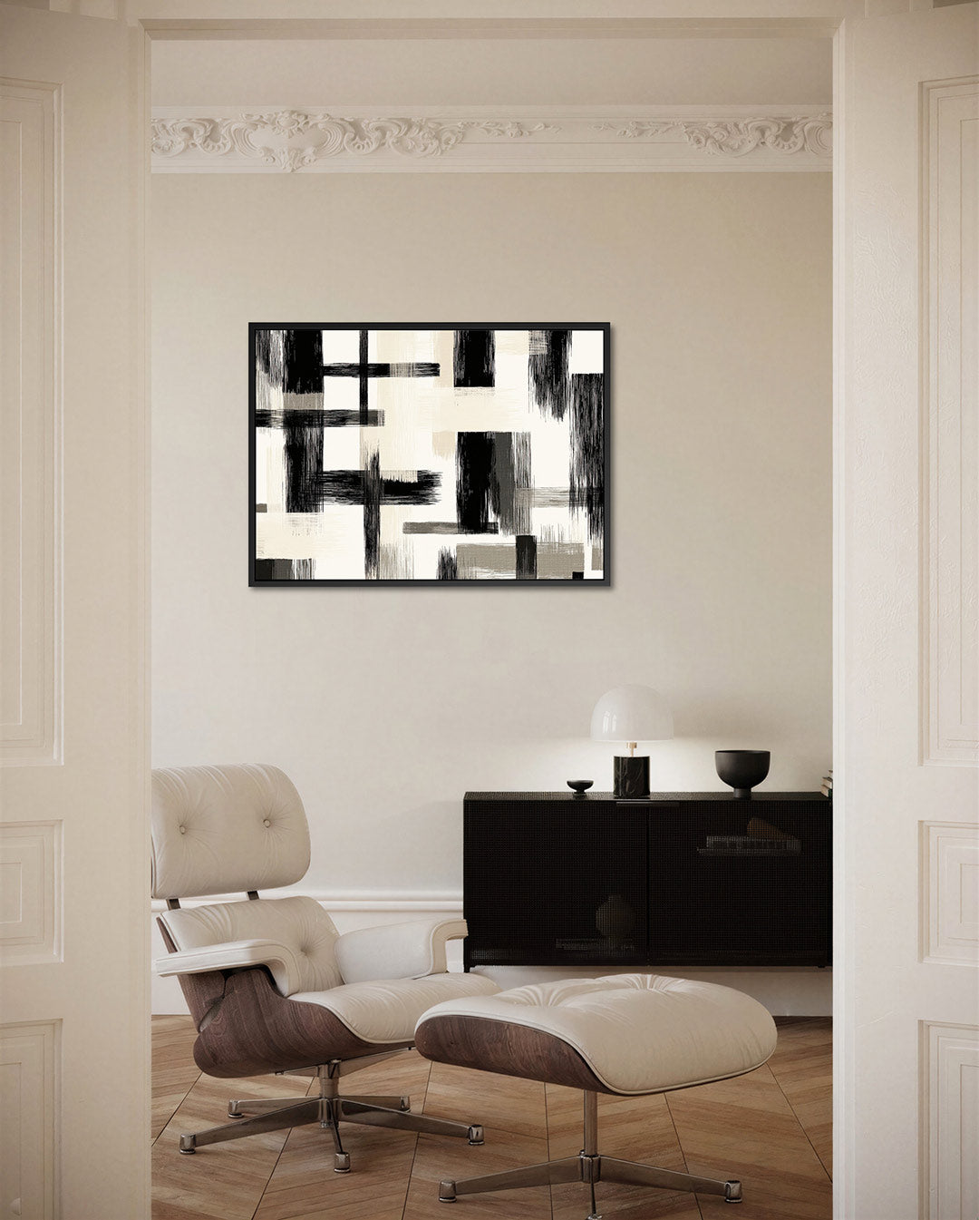 Geometrische borstelvegen Kunstwerk