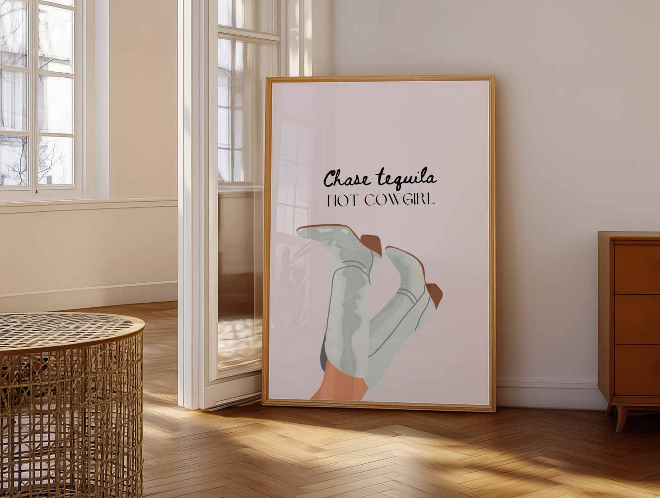 Tequila Chase Cowboy Boots Poster-WallArtistic