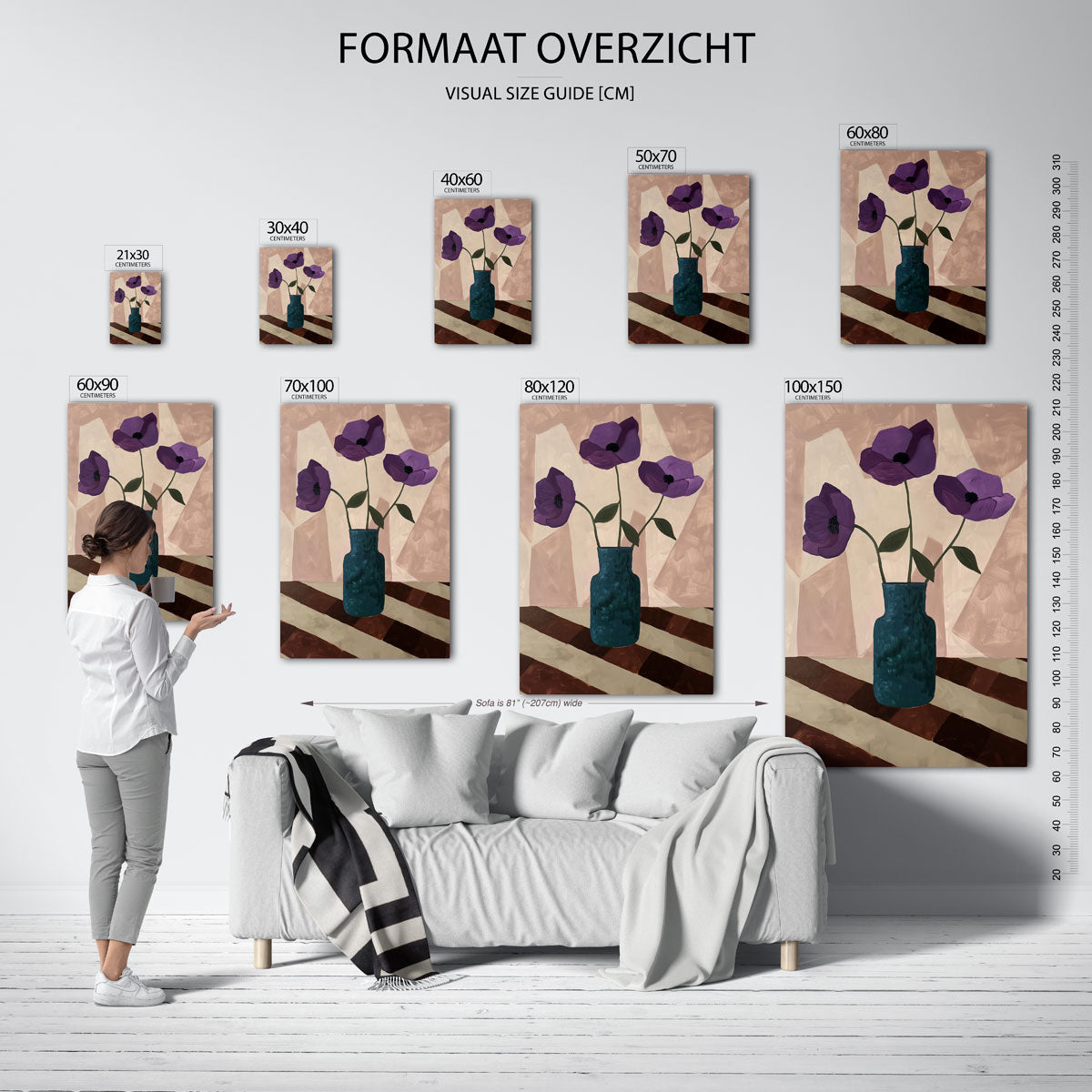 Paarse bloemen in vaas Poster