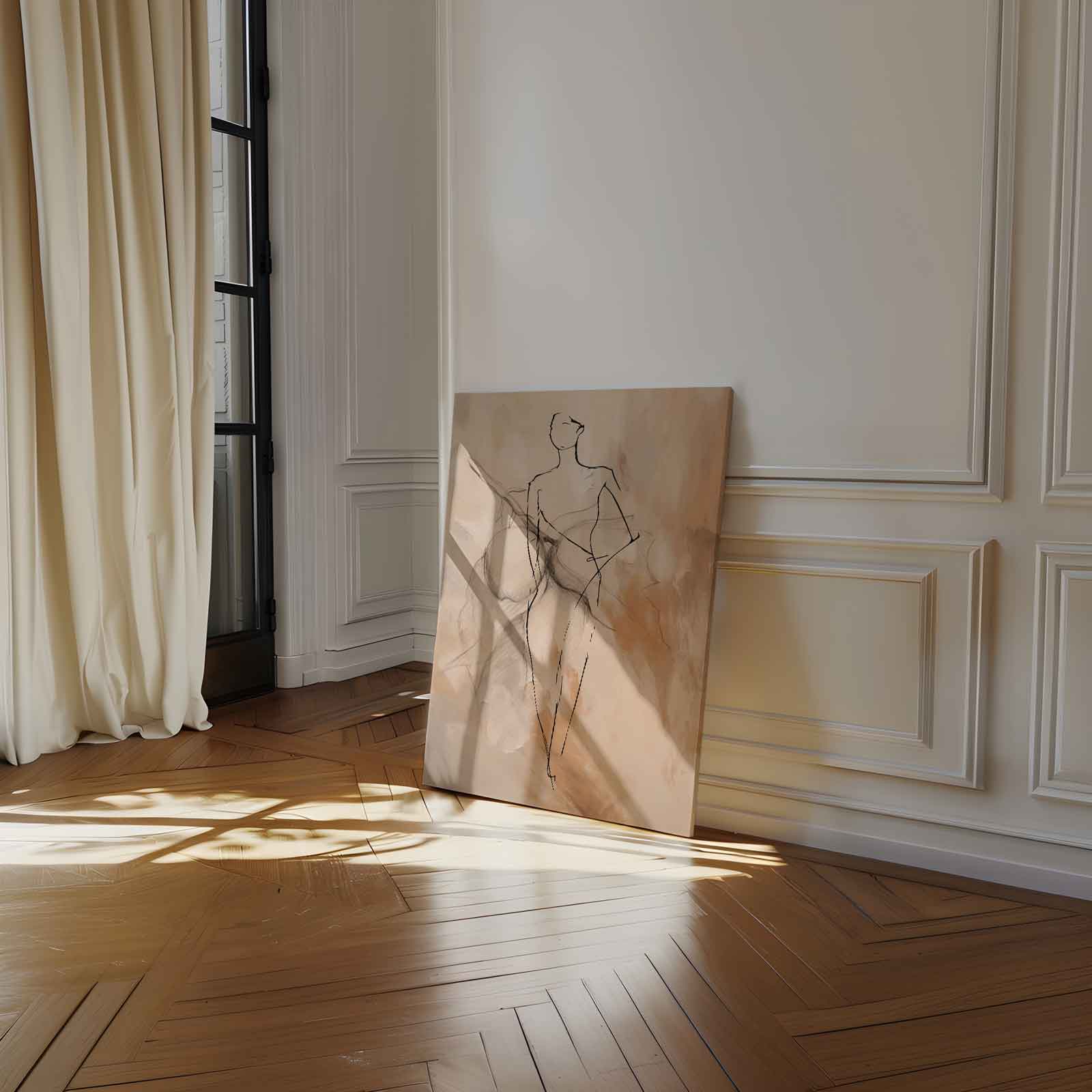 Elegante Schets van een Vrouw Kunstwerk-canvas-dibond-plexiglas-wanddecoratie-WallArtistic