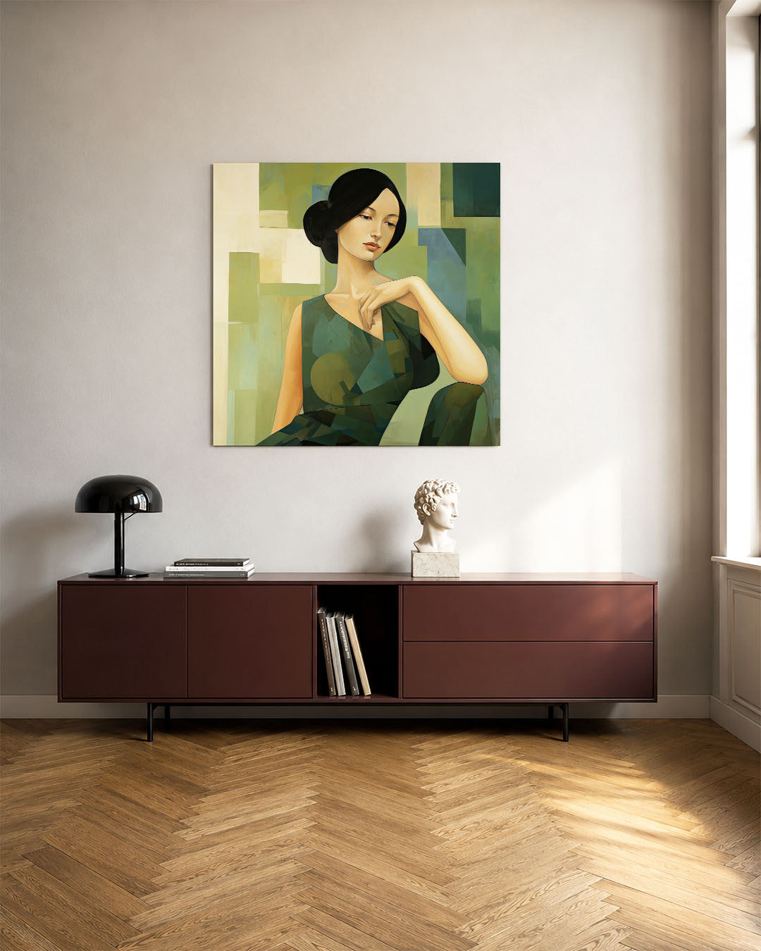 Vrouwelijk portret geometrisch Kunstwerk
