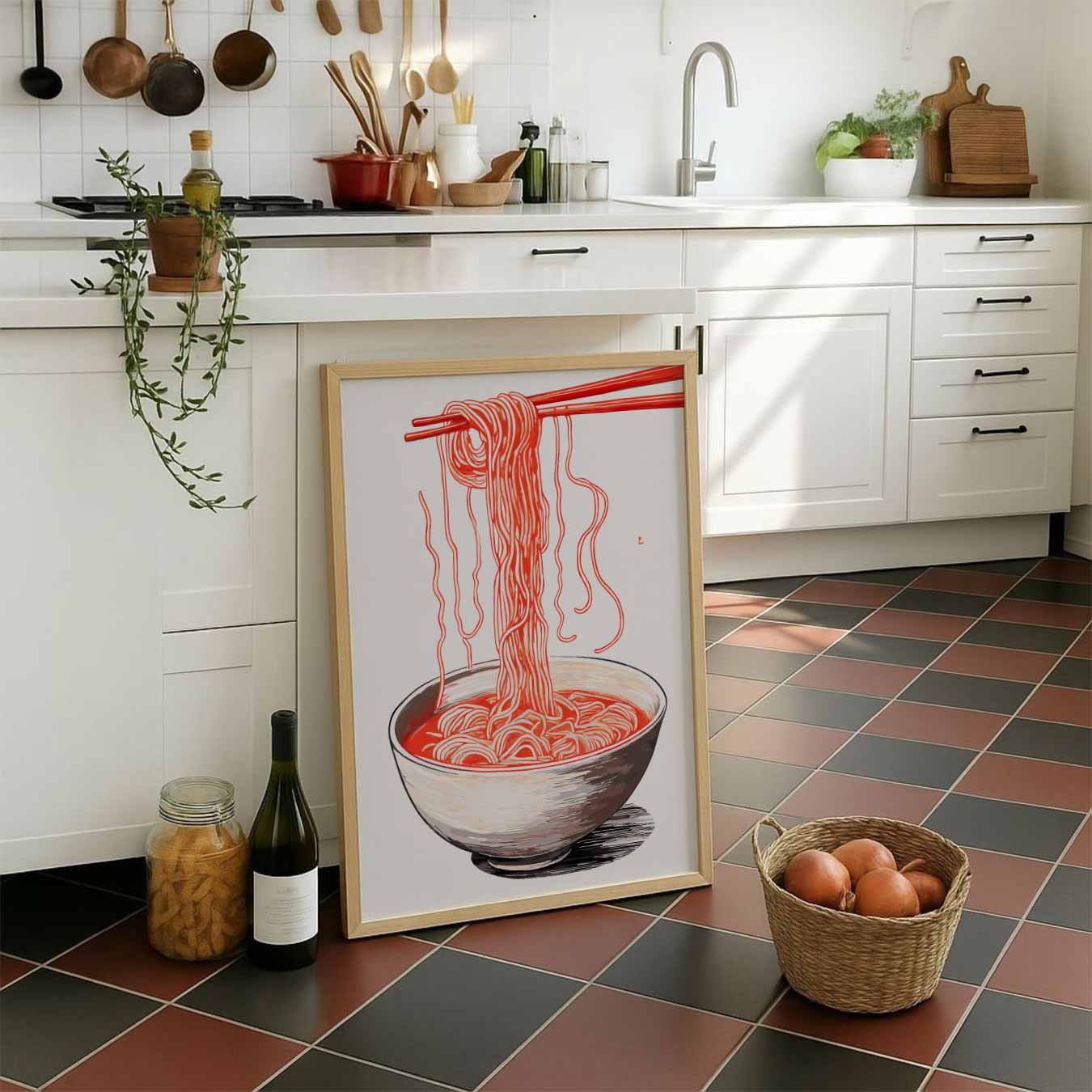 Stijlvolle Noodle Illustratie Poster-WallArtistic