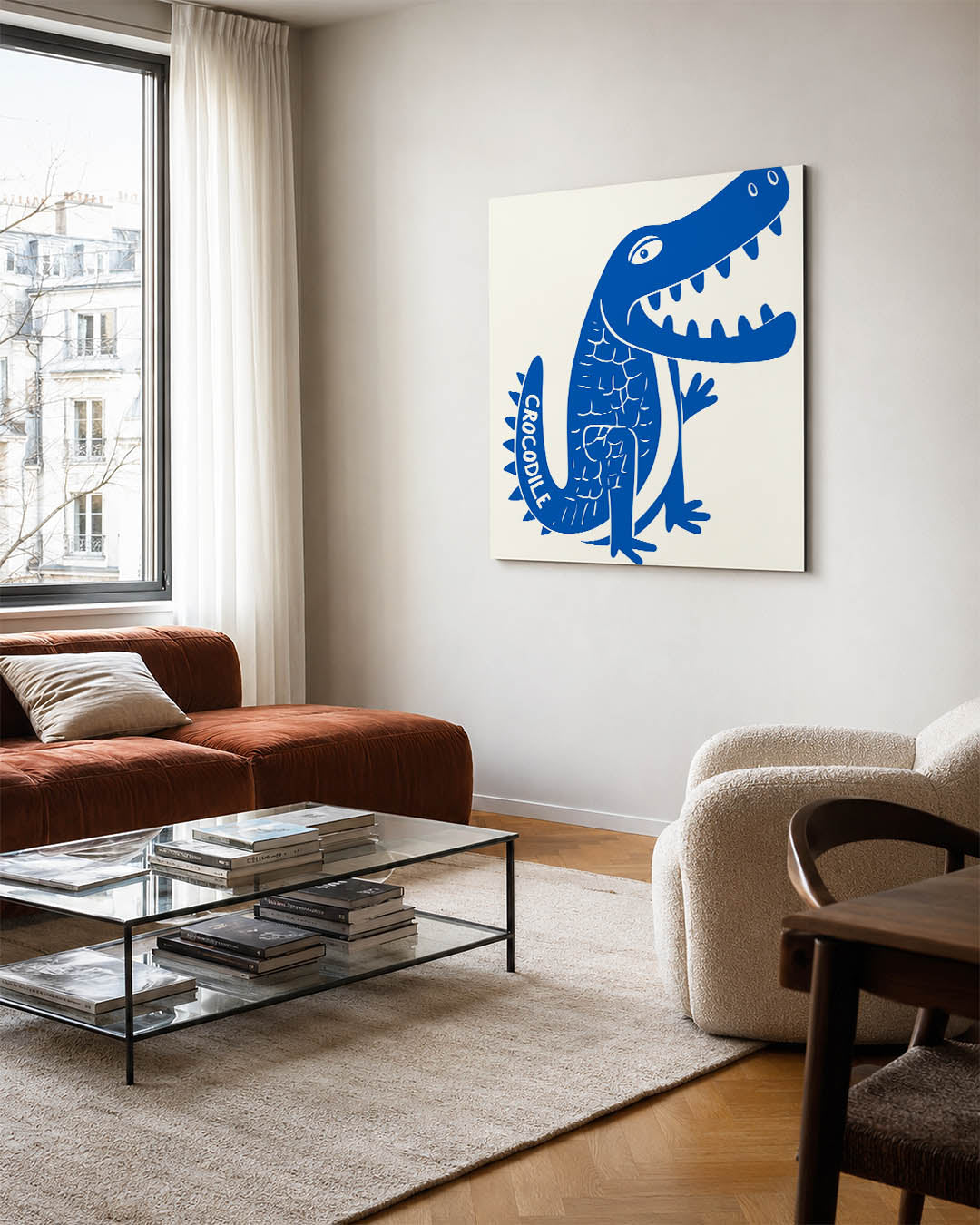 Speelse krokodil illustratie Kunstwerk
