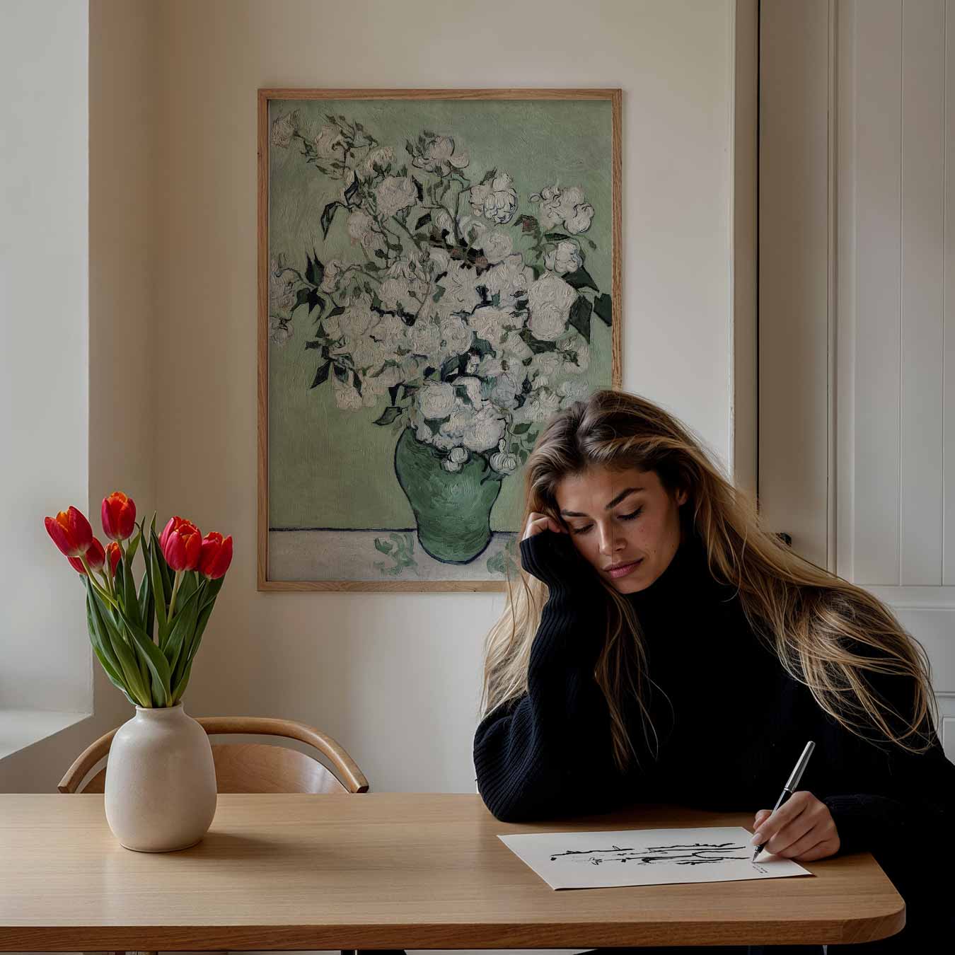 Bloemenpracht in Groen Poster-WallArtistic