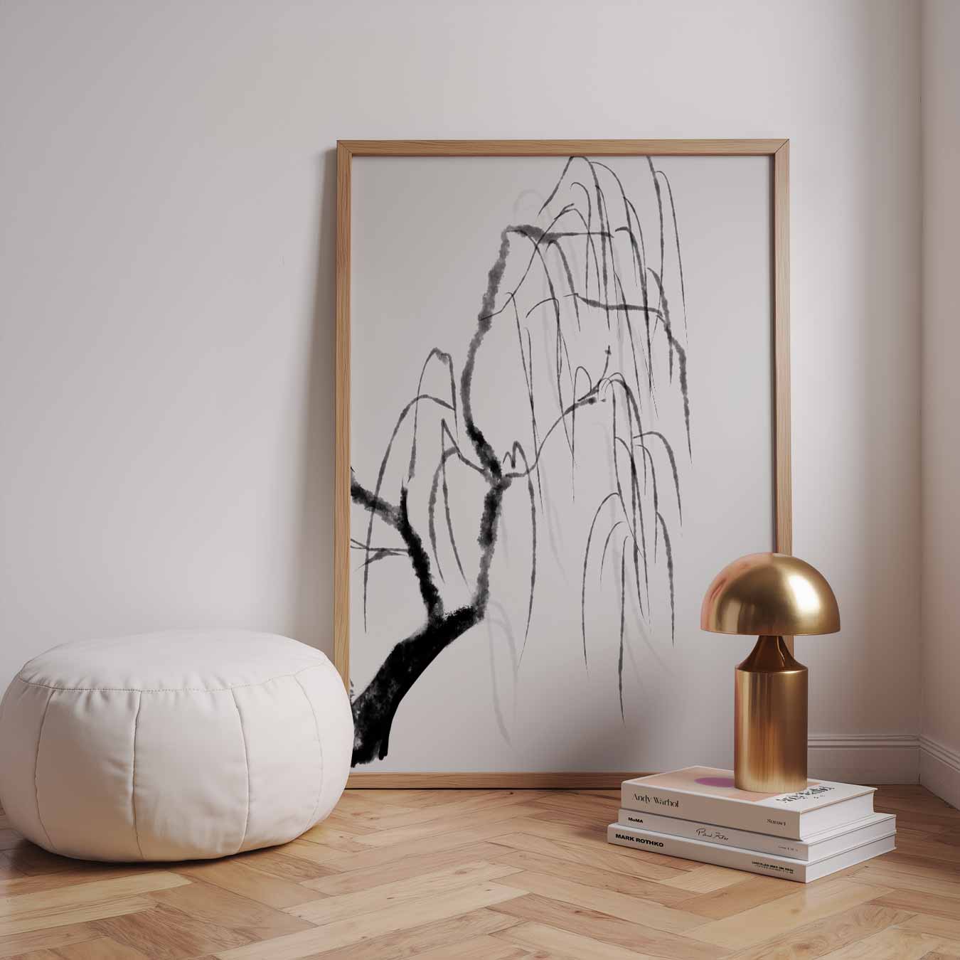 Elegante Zwart-witte Wilgentak Poster-WallArtistic