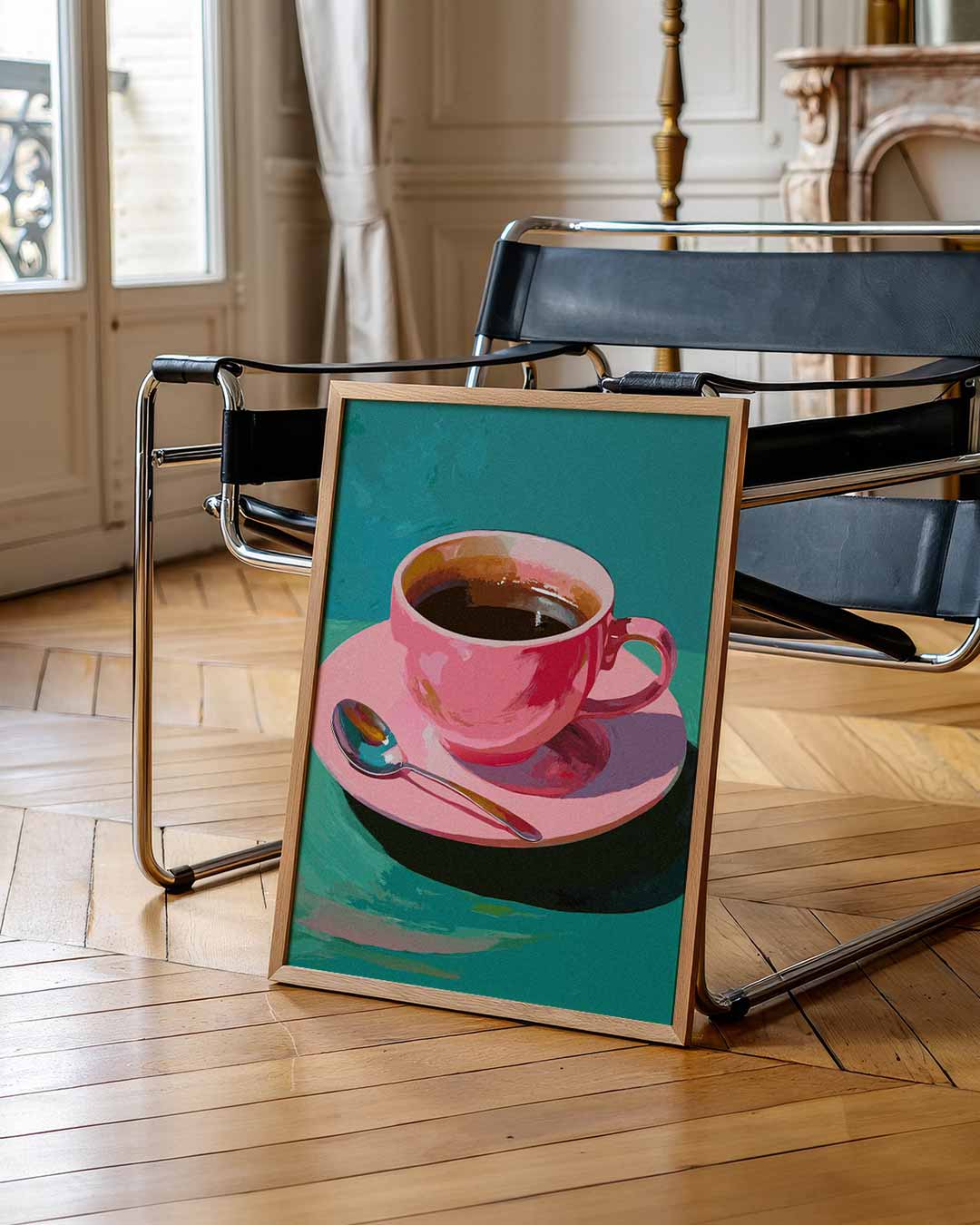 Roze Koffiekunst Poster-WallArtistic