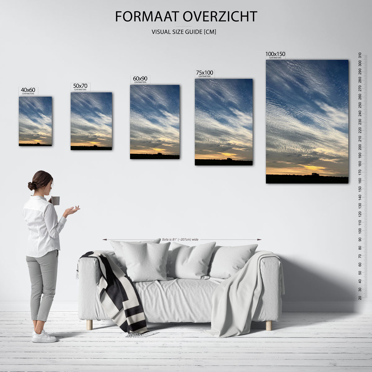 Wolkenlucht bij zonsondergang Kunstwerk