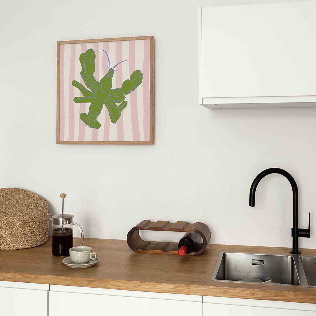 Kreeft op gestreepte achtergrond Poster