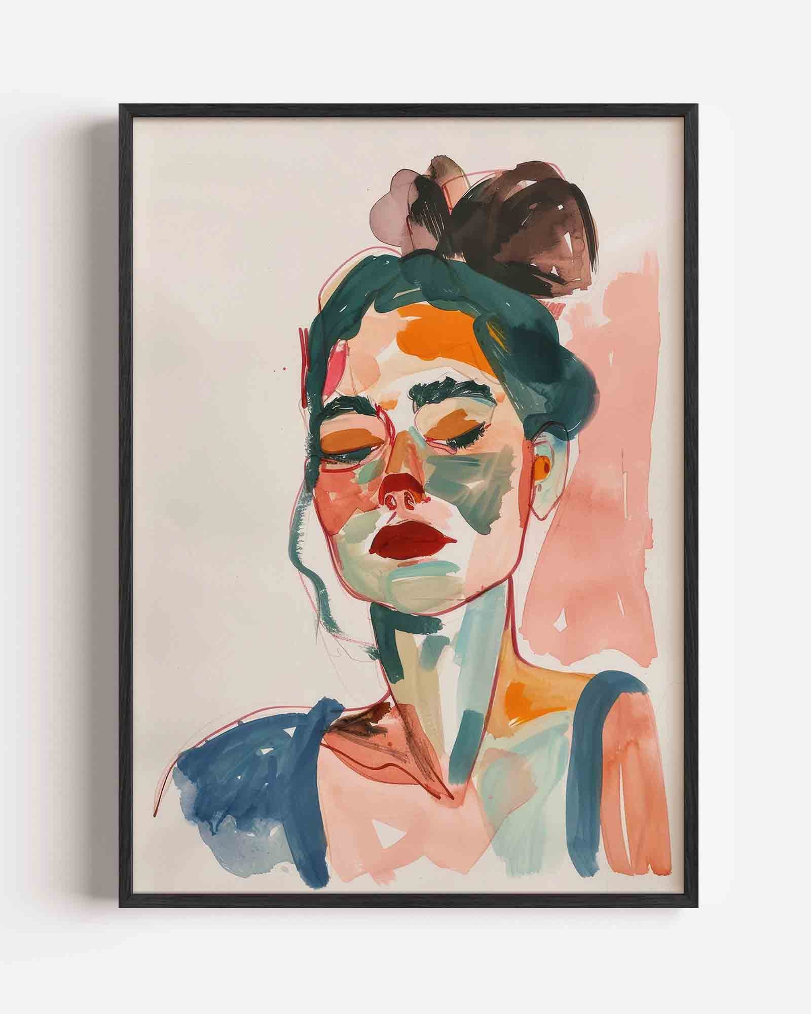 Portret met kleurrijke accenten Poster